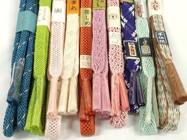 平和屋着物＊夏物　和装小物　帯締め10本セット　レース織　手組紐　組紐　銀糸　逸品　未使用　DABD8280zzz