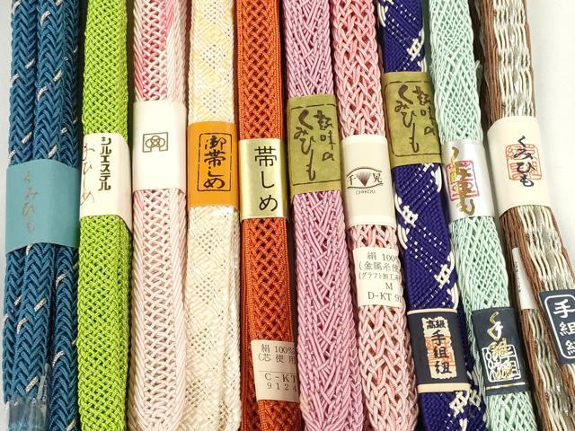平和屋着物＊夏物　和装小物　帯締め10本セット　レース織　手組紐　組紐　銀糸　逸品　未使用　DABD8280zzz