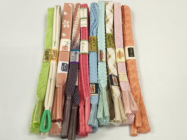 平和屋着物＊夏物　和装小物　帯締め10本セット　レース織　手組紐　組紐　金糸　正絹　逸品　未使用　DABD8282zzz