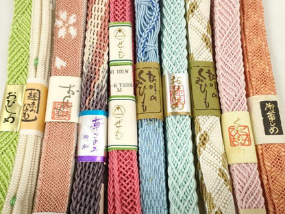 平和屋着物＊夏物　和装小物　帯締め10本セット　レース織　手組紐　組紐　金糸　正絹　逸品　未使用　DABD8282zzz