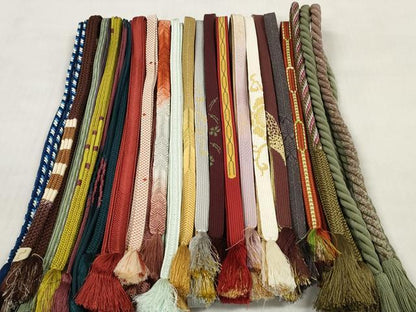平和屋着物●和装小物　帯締め20本セット　高麗組　笹浪組　冠組　角八つ組　丸ぐけ　金糸　逸品　DABD8304zzz