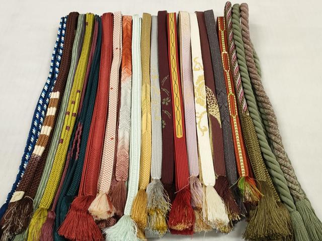 平和屋着物●和装小物　帯締め20本セット　高麗組　笹浪組　冠組　角八つ組　丸ぐけ　金糸　逸品　DABD8304zzz