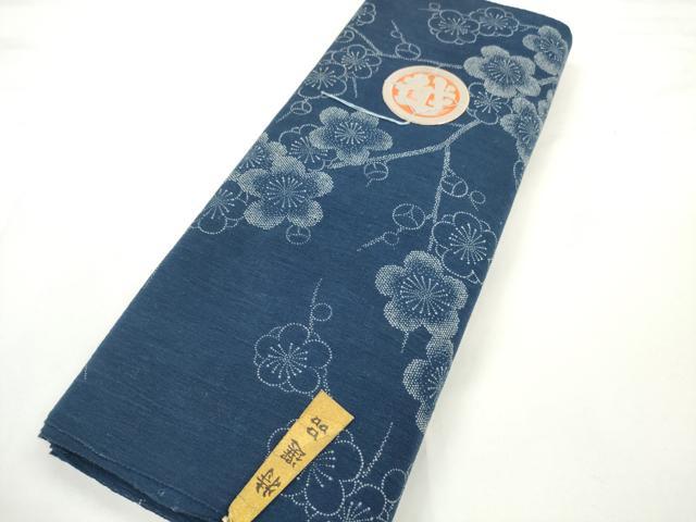 平和屋着物＊夏物　竺仙鑑製　浴衣　反物　着尺　枝梅　三越扱い　志お里・証紙付き　綿　逸品　未使用　DABD8327zzz
