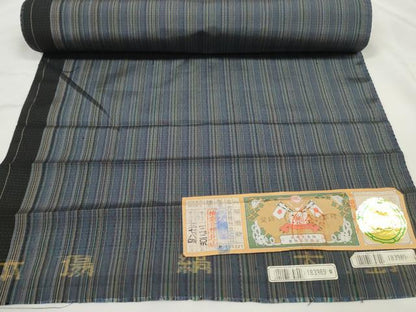 平和屋着物●本場縞大島紬　反物　着尺　間道　証紙付き　逸品　未使用　DABD8339zzz