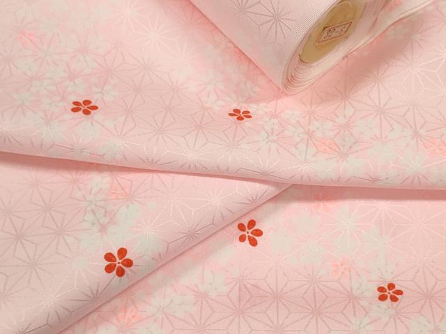 平和屋着物▼長襦袢　反物　着尺　麻の葉地紋　花散らし　東レシルック　洗える着物　未使用　DABD8345zzz