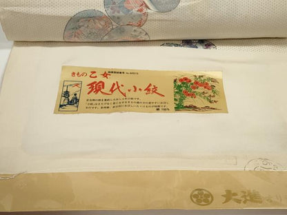 平和屋着物▼小紋 反物 着尺 鼓花文 逸品 未使用 DABD8361zzz
