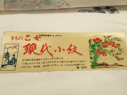 平和屋着物▼小紋 反物 着尺 鼓花文 逸品 未使用 DABD8361zzz