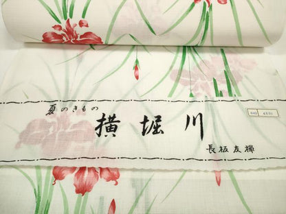 平和屋着物＊夏物　小紋　反物　着尺　横堀川　長板友禅　菖蒲 アヤメ　未使用　DABD8369zzz