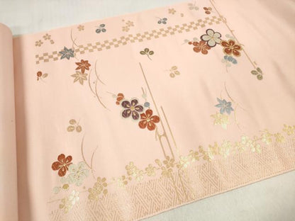 平和屋着物▼西陣 しらえ織物謹製 名古屋帯 帯反物 唐織 芝花文 金糸 証紙付き 逸品 未使用 DABD8371zzz