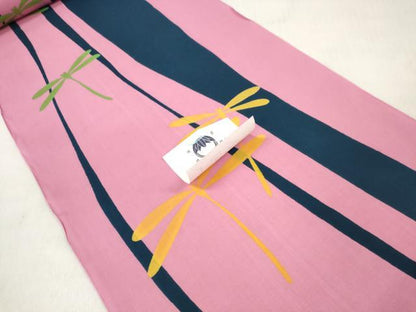 平和屋着物＊夏物　竺仙鑑製　浴衣　反物　着尺　蜻蛉　トンボ　証紙付き　綿　逸品　未使用　DABD8379zzz