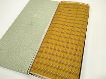 平和屋着物●本場黄八丈　綾織　紬　反物　着尺　箱付き　逸品　未使用　DABD8440zzz