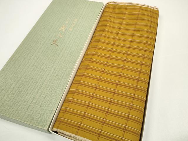 平和屋着物●本場黄八丈　綾織　紬　反物　着尺　箱付き　逸品　未使用　DABD8440zzz