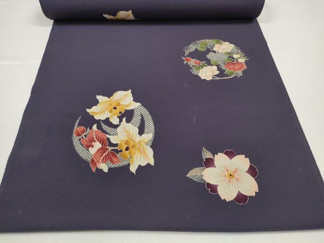 平和屋着物●名古屋帯　帯反物　紅型染帯　花丸文　逸品　未使用　DABD8454zzz