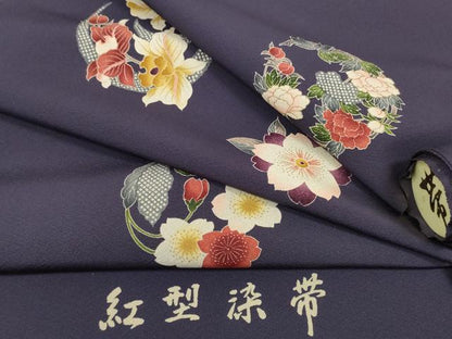 平和屋着物●名古屋帯　帯反物　紅型染帯　花丸文　逸品　未使用　DABD8454zzz