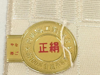 平和屋着物●西陣　長谷川織物　名古屋帯　帯反物　格子　水玉　銀糸　証紙付き　逸品　未使用　DABD8460zzz
