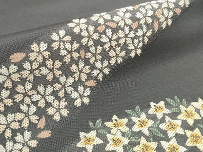 平和屋着物●本場筑前博多織　名古屋帯　帯反物　千楽　月と小花　金糸　西村織物謹製　証紙付き　逸品　未使用　DABD8466zzz