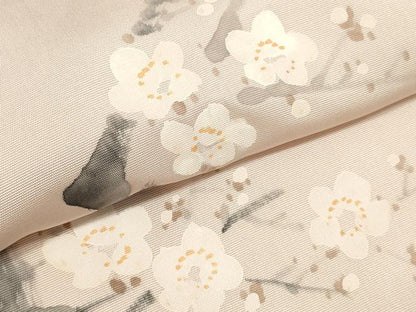 平和屋着物●染色作家　桐山紫香　手描き　塩瀬　名古屋帯　帯反物　五泉　枝桜　逸品　DABD8467zzz