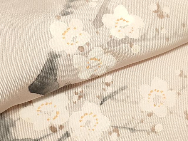 平和屋着物●染色作家　桐山紫香　手描き　塩瀬　名古屋帯　帯反物　五泉　枝桜　逸品　DABD8467zzz