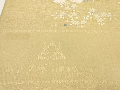 平和屋着物●小紋　反物　着尺　草花文　金彩　逸品　未使用　DABD8481zzz