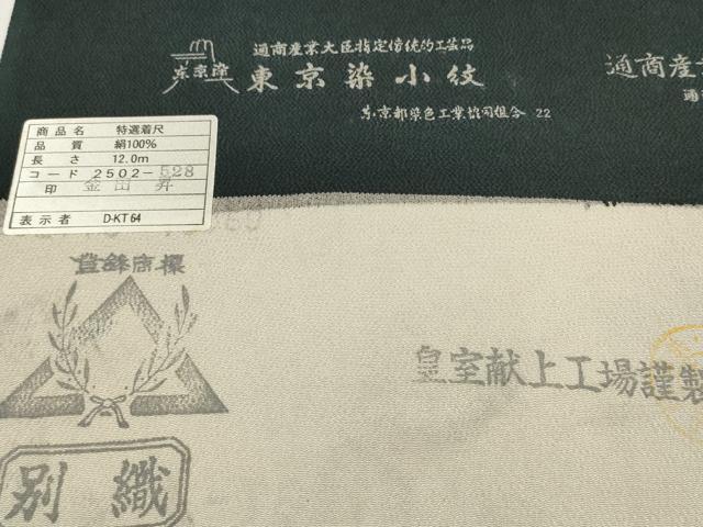 平和屋着物●東京染伝統工芸士　金田昇 　小紋　反物　着尺　松皮菱　紫陽花 アジサイ　逸品　未使用　DABD8484zzz