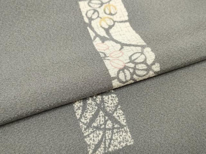 平和屋着物●小紋　反物　着尺　短冊　桜　萩　逸品　未使用　DABD8491zzz