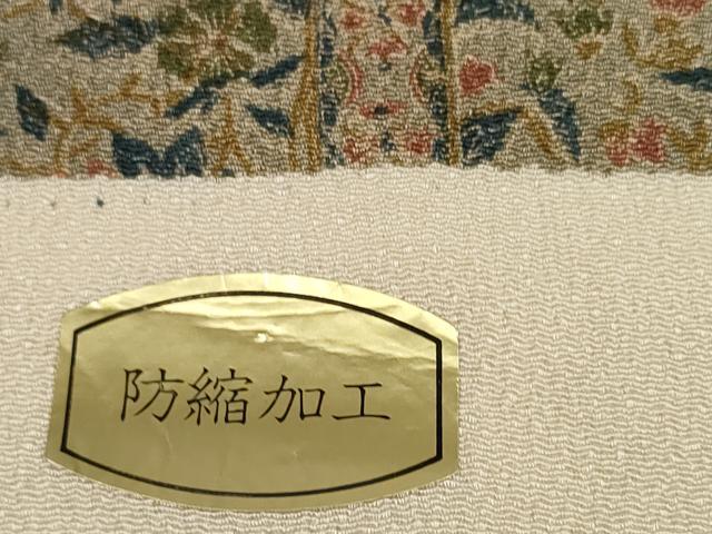 平和屋着物●小紋　反物　着尺　更紗花間道　鬼しぼ縮緬　逸品　未使用　DABD8506zzz