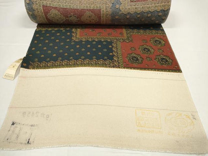 平和屋着物●小紋　反物　着尺　洋花文　ペイズリー柄　鬼しぼ縮緬　逸品　未使用　DABD8514zzz