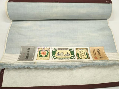 平和屋着物●本場結城織物　紬　反物　着尺　霞文　証紙付き　逸品　未使用　DABD8526zzz