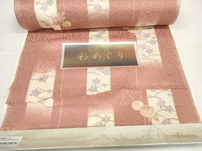 平和屋着物●長襦袢　反物　着尺　彩めぐり　短冊芝桜文　万寿菊　逸品　未使用　DABD8541zzz