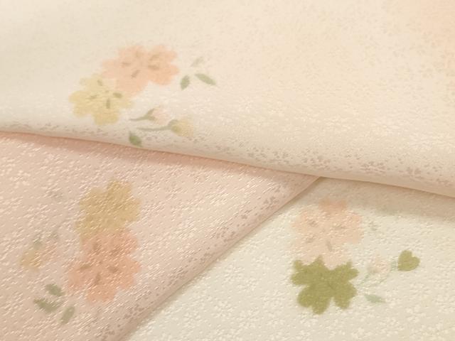 平和屋着物●長襦袢　反物　着尺　舞花文　暈し染め　小松ちりめん　逸品　未使用　DABD8543zzz