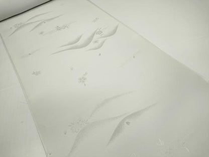 平和屋着物●長襦袢　反物　着尺　重ね山花地紋　薄墨色　丹後ちりめん　逸品　未使用　DABD8545zzz