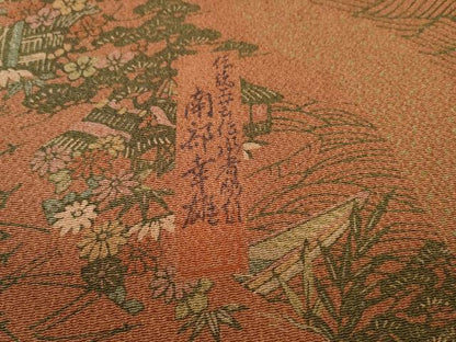 平和屋着物●人間国宝・南部芳松の息子 伝統工芸伝承者彫刻・南部幸雄 型染 小紋 反物 着尺 風景花文 鬼しぼ縮緬 逸品 未使用 DABD8549zzz