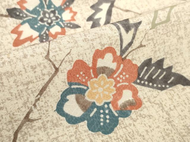 平和屋着物●小紋　反物　着尺　京洛美道　枝花文　逸品　未使用　DABD8550zzz