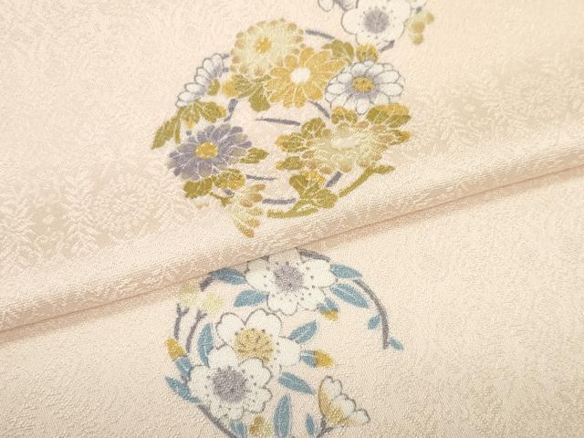 平和屋着物●小紋　反物　着尺　花丸文　丹後ちりめん　逸品　未使用　DABD8552zzz