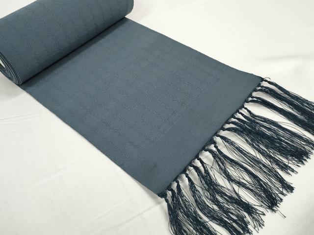 平和屋着物●男性　爪掻き本綴れ　角帯　帯反物　格子　鉄御納戸色　逸品　未使用　DABD8567zzz