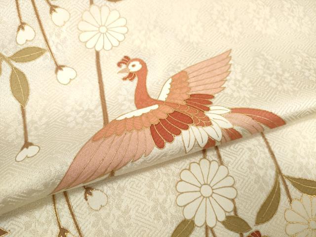平和屋着物●付下げ　反物　着尺　刺繍　鳳凰花文　金彩　逸品　未使用　DABD8572zzz