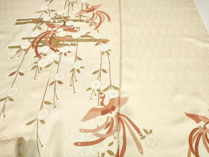 平和屋着物●付下げ　反物　着尺　刺繍　鳳凰花文　金彩　逸品　未使用　DABD8572zzz