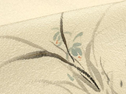 平和屋着物●染色作家　桐山紫香　手描き　付下げ　反物　着尺　八掛付き　露草　逸品　未使用　DABD8574zzz