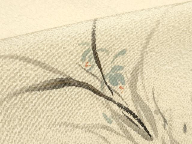 平和屋着物●染色作家　桐山紫香　手描き　付下げ　反物　着尺　八掛付き　露草　逸品　未使用　DABD8574zzz
