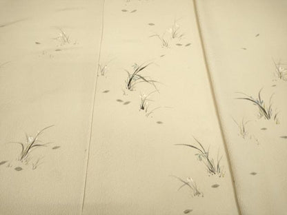 平和屋着物●染色作家　桐山紫香　手描き　付下げ　反物　着尺　八掛付き　露草　逸品　未使用　DABD8574zzz