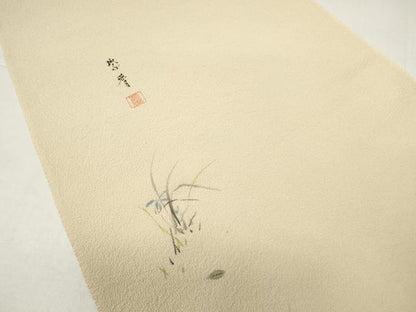 平和屋着物●染色作家　桐山紫香　手描き　付下げ　反物　着尺　八掛付き　露草　逸品　未使用　DABD8574zzz