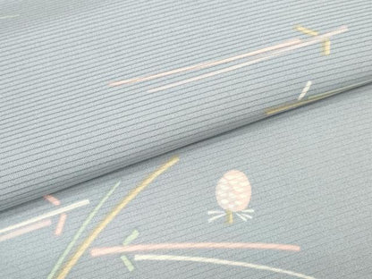 平和屋着物＊夏物　小紋　反物　着尺　駒絽　五泉　松ぼっくり　松葉文　逸品　未使用　DABD8591zzz