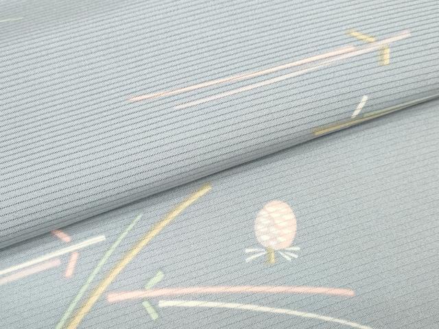 平和屋着物＊夏物　小紋　反物　着尺　駒絽　五泉　松ぼっくり　松葉文　逸品　未使用　DABD8591zzz