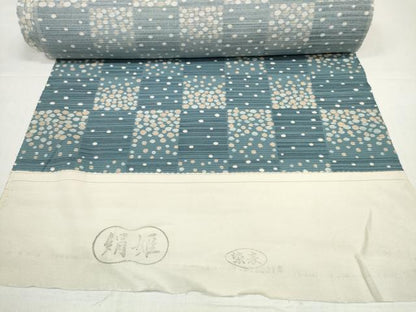 平和屋着物＊夏物　小紋　反物　着尺　絽　市松文様　大小霰　逸品　未使用　DABD8614zzz