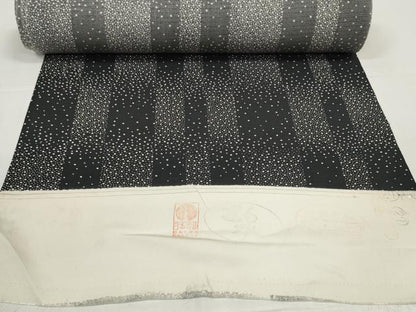 平和屋着物＊夏物　小紋　反物　着尺　絽　五泉　市松文様　大小霰　黒地　証紙付き　逸品　未使用　DABD8617zzz