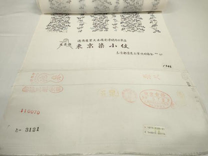 平和屋着物＊夏物　小紋　反物　着尺　駒絽　五泉　東京染小紋　萩間道　逸品　未使用　DABD8619zzz