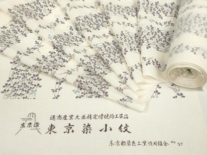 平和屋着物＊夏物　小紋　反物　着尺　駒絽　五泉　東京染小紋　萩間道　逸品　未使用　DABD8619zzz