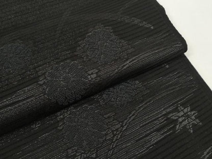 平和屋着物＊夏物　西陣　田中伝謹製　名古屋帯　帯反物　黒共帯　琉球藍下染　礼宝　芝菊文　証紙付き　逸品　未使用　DABD8637zzz