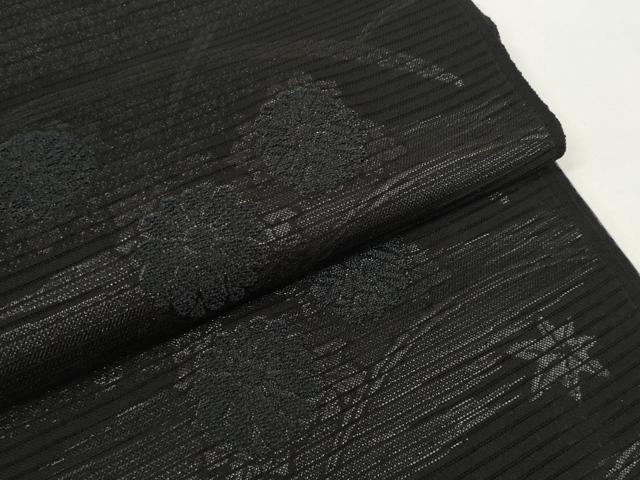 平和屋着物＊夏物　西陣　田中伝謹製　名古屋帯　帯反物　黒共帯　琉球藍下染　礼宝　芝菊文　証紙付き　逸品　未使用　DABD8637zzz