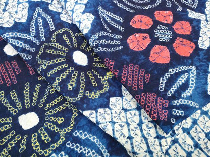 平和屋着物＊夏物　有松鳴海絞り　浴衣　反物　着尺　花繋ぎ　綿　逸品　未使用　DABD8639zzz